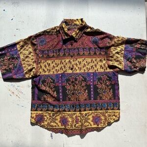 Women's Vintage Geometric Shirt Multicolor NO TAGS TIKI Tropical Psych Beach 90s
